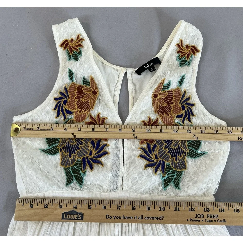 Lulus Tickets To Paradise Embroidered Maxi Dress Women's Sz Small - Picture 9 of 16